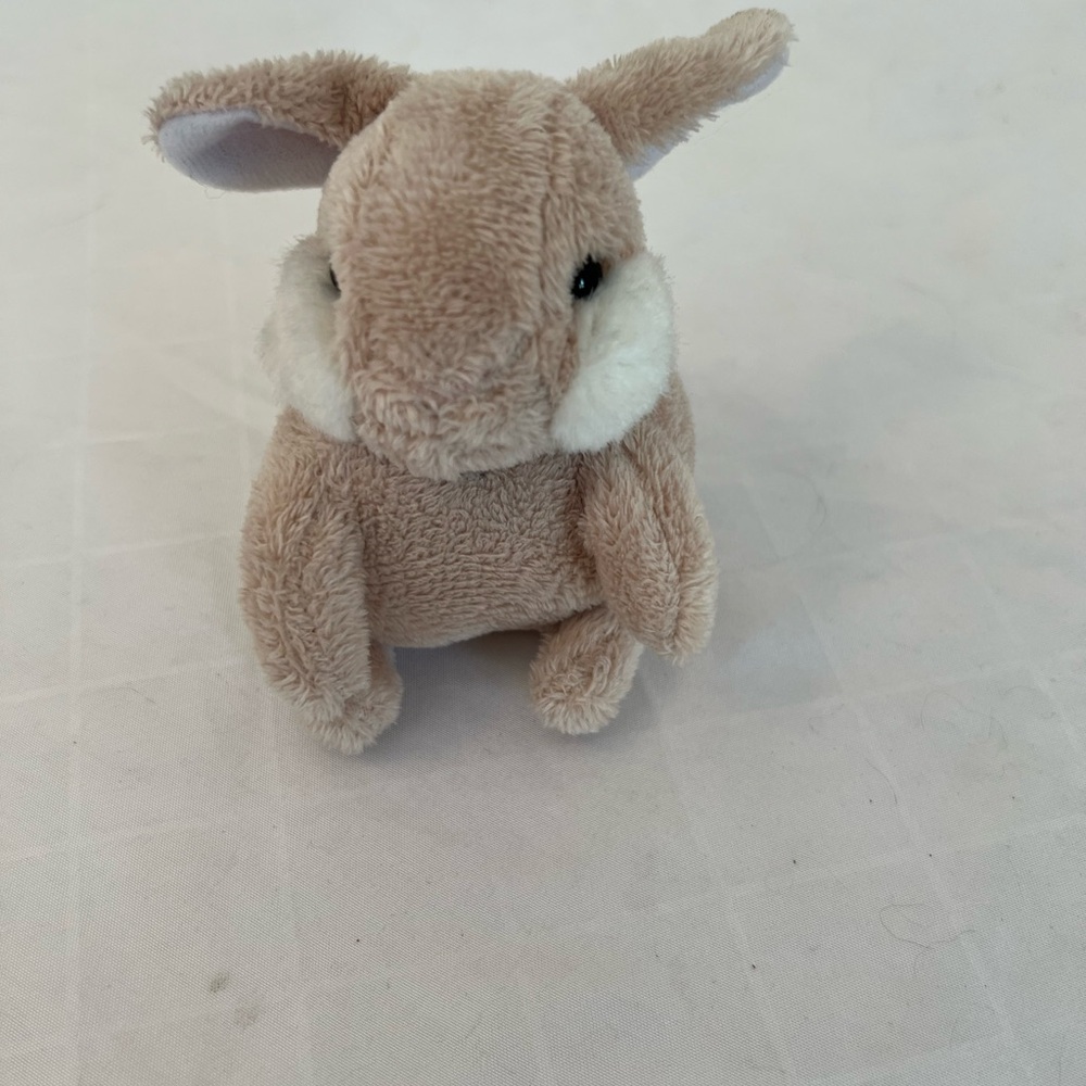 Rabbit bunny plush 4” x 4” tan white Easter decor chubby‎ cheeks